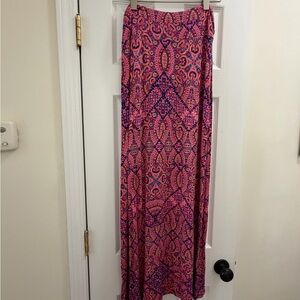 Cynthia Rowley Pink Paisley Maxi Skirt - Women's Flowing Skirt Medium